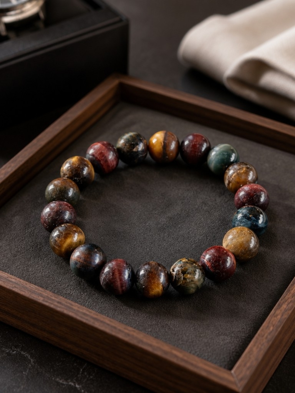 Eye Tiger Mixed Stone Bead Stretch Bracelet
